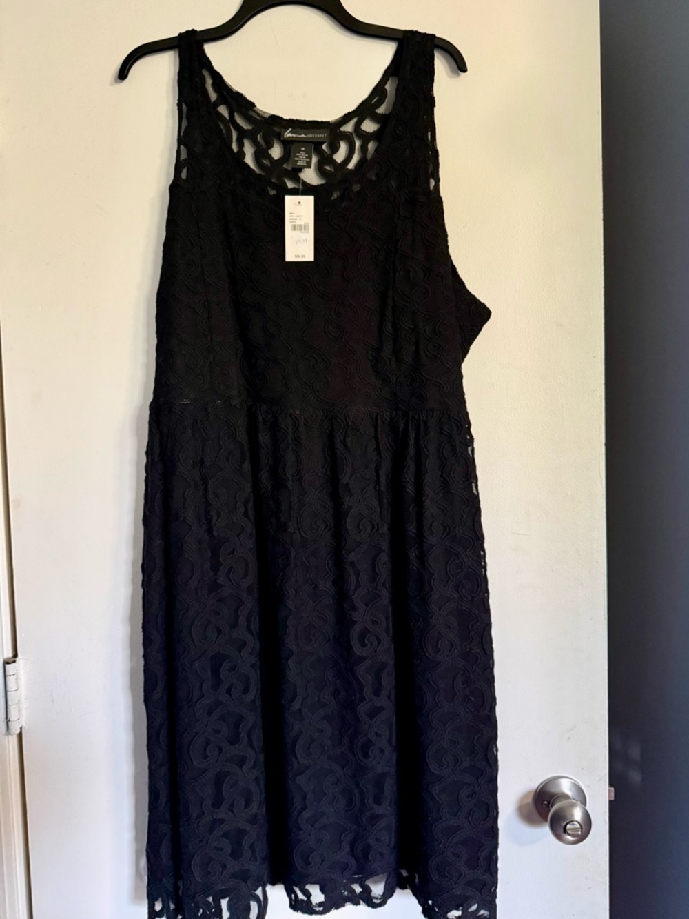*NEW* Sz 24 Womens Lane Bryant Black Sleeveless Skater Dress